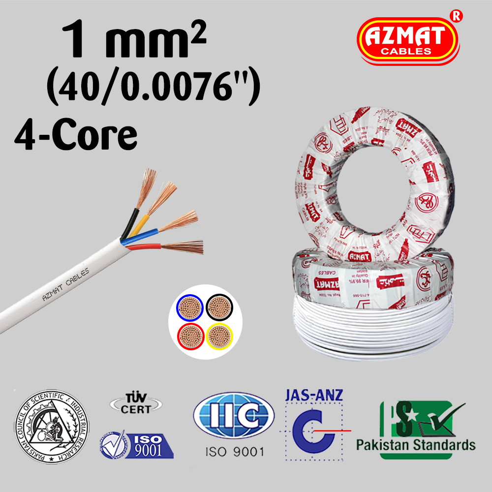 1 mm² or (40/.0076″) 4 Core Flexible Cable CU/PVC/PVC