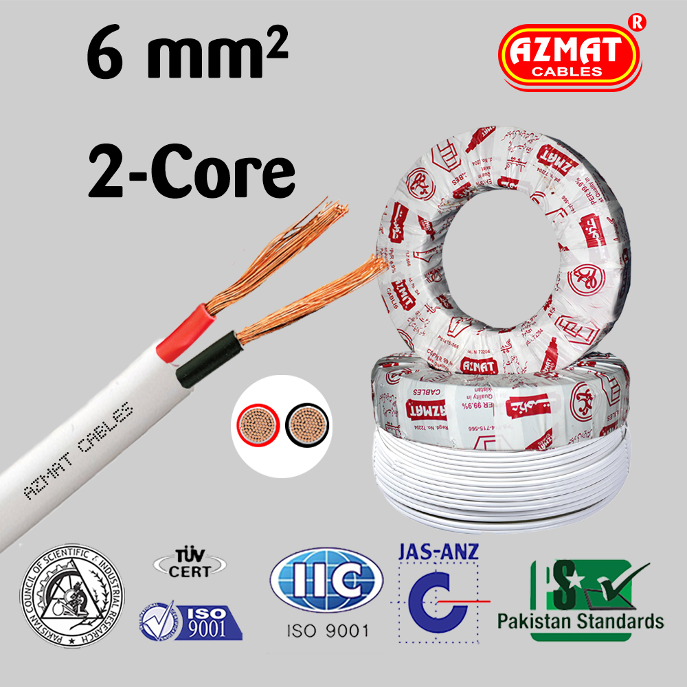 6 mm² 2 Core Flexible Cable CU/PVC/PVC