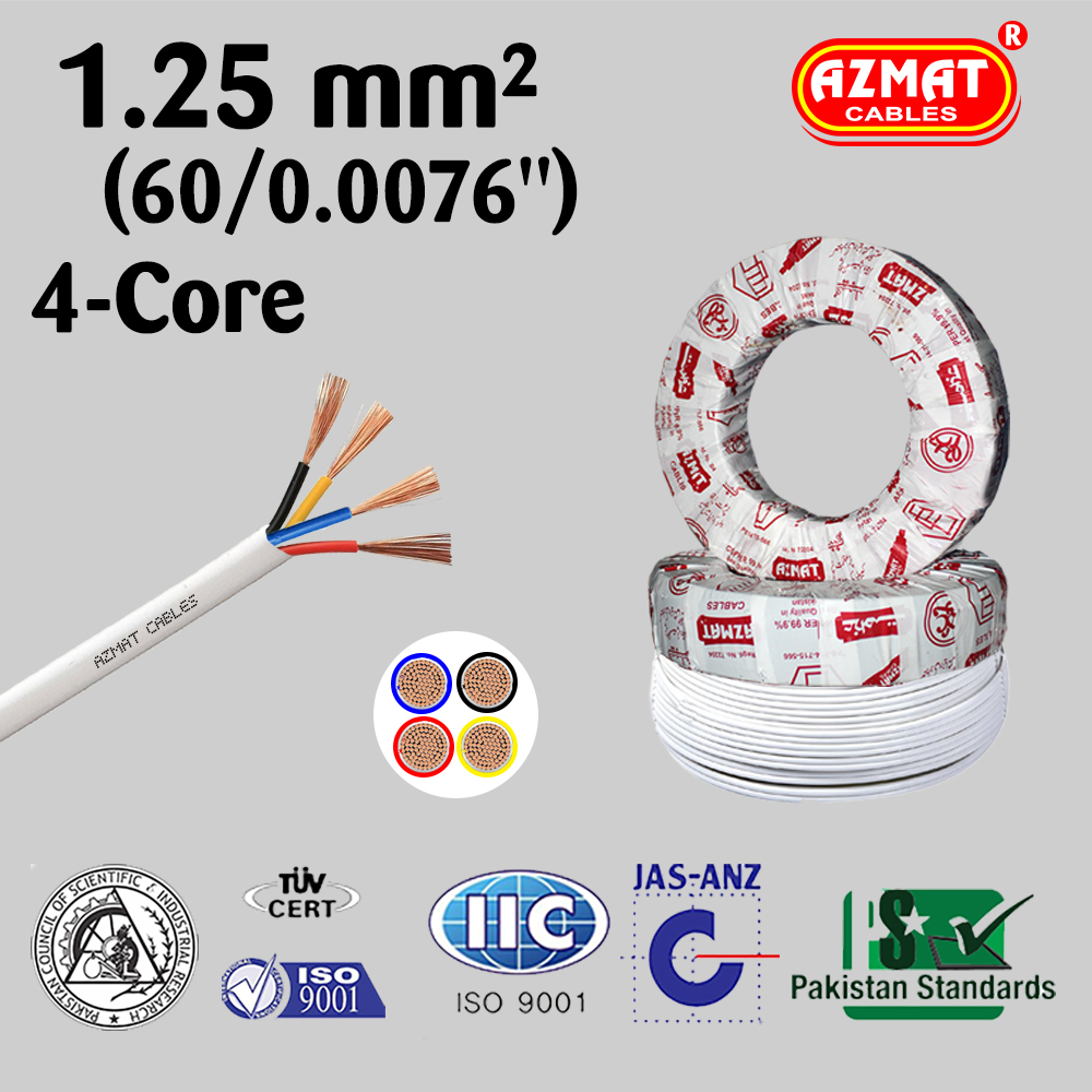 1.25 mm² or (60/.0076″) 4 Core Flexible Cable CU/PVC/PVC