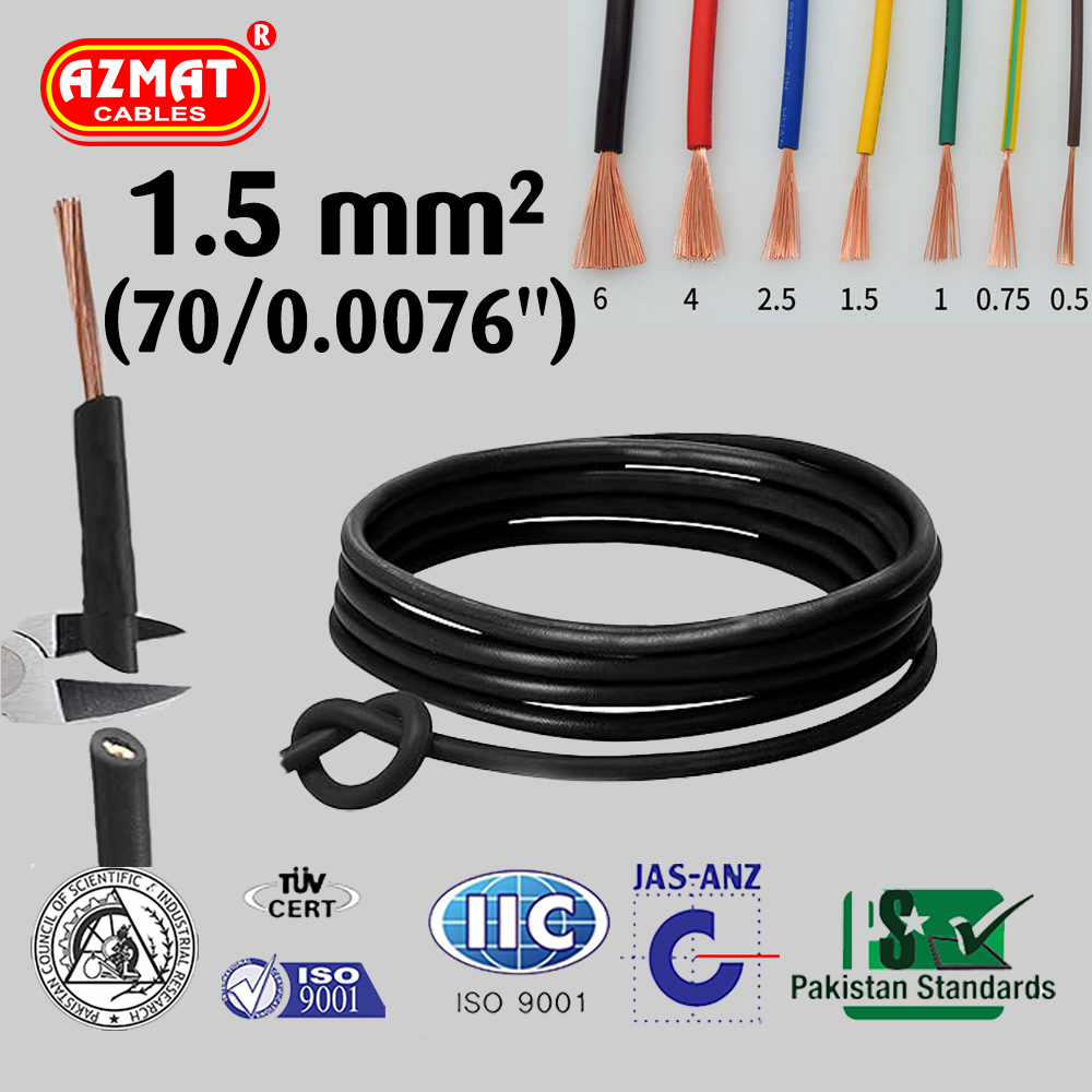 1.5 mm² or (70/.0076″) Single Core Flexible Cable CU/PVC